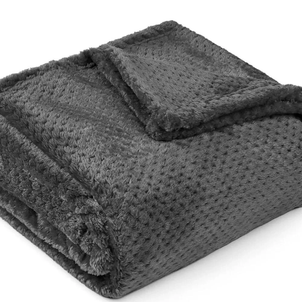 New Grey Waffle Pattern Super Soft Throw Blanket 60x80in